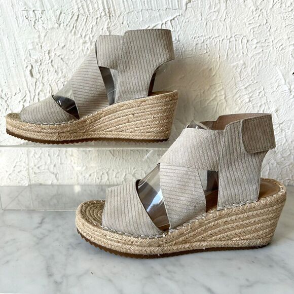 Eileen Fisher Grey Suede Platform Wedge Sandals Espadrille - Women's 8.5 - Picture 2 of 9